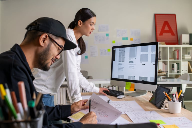 Web design on laptop